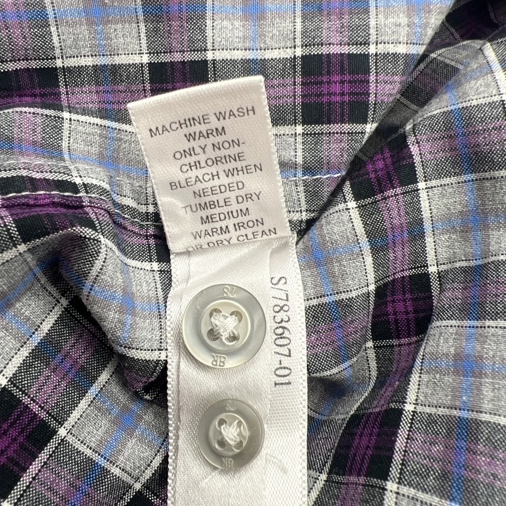 Banana Republic Purple Mens Plaid‎ Button Up Shirt Size Large 16-16 1/2